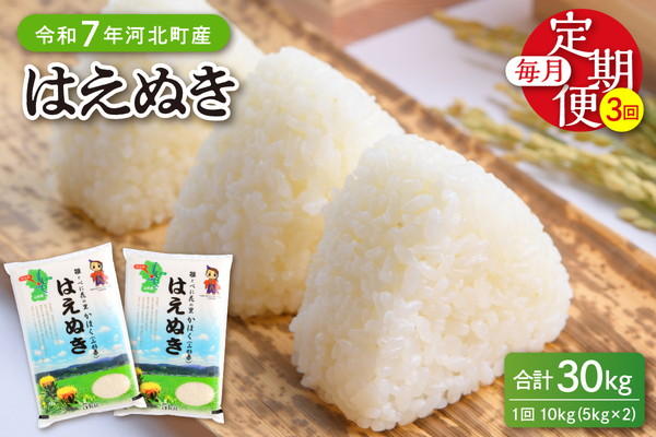 【令和7年産米】※2026年6月下旬開始※ はえぬき30kg（10kg×3ヶ月）定期便 山形県産 【JAさがえ西村山】ka008-006d-r7-06083