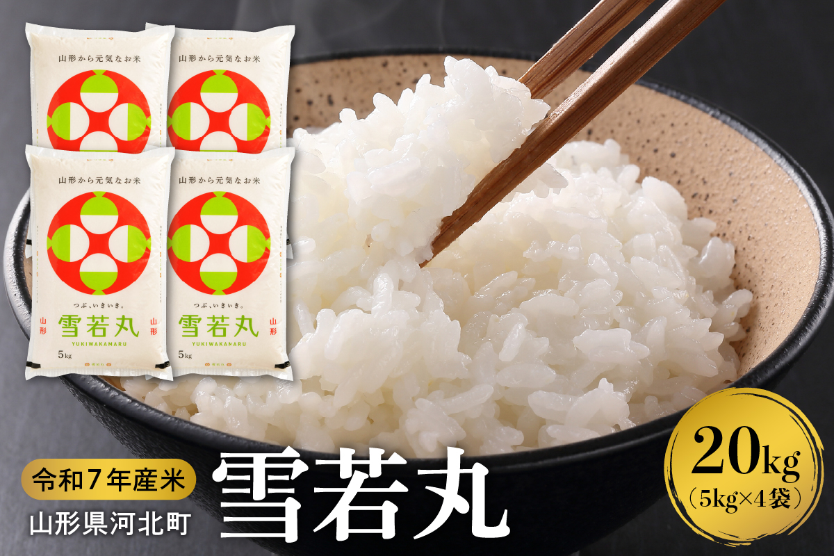 １２【令和7年産米】2026年6月下旬発送 雪若丸 20kg（5kg×4袋）山形県産 【米COMEかほく協同組合】 ka024-053d-r7-063